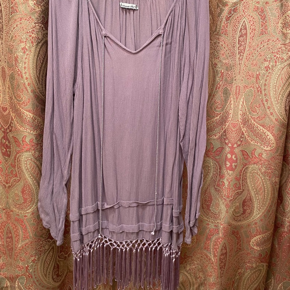 Chic Mauve Fringe Women's Tunic
